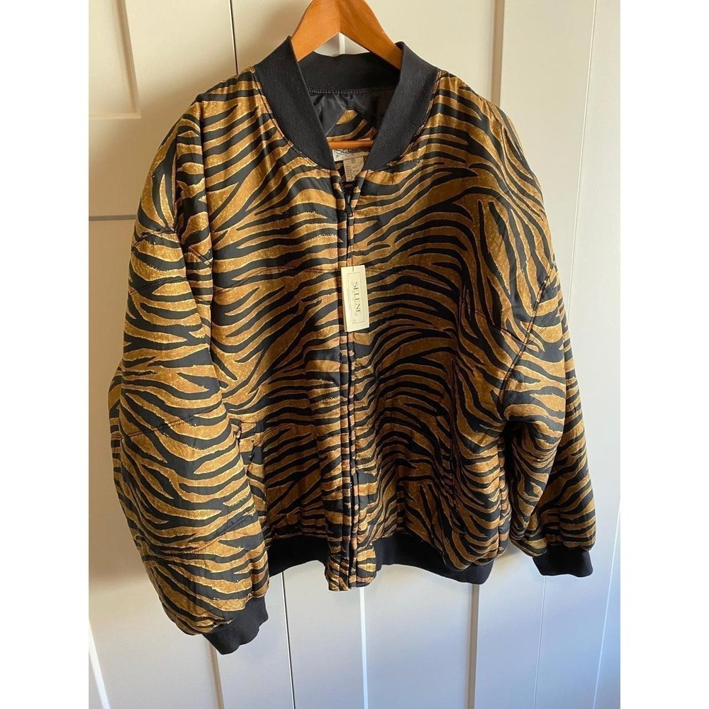 Selene Paris Silk Jacket Leopard Plus 2XL Gorpcore Animal New Bomber s1